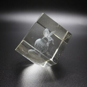 Crystal Cube Pegasus Globe Laser Etched Glass Paperweight Desk Decor‎
